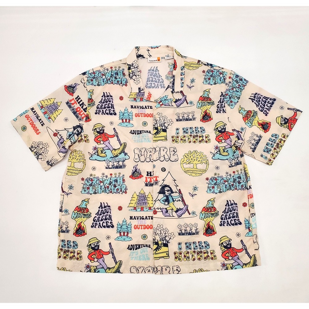 Timberland Short Sleeve Graphic Resort Shirt Nature size XL - Picture 2 of 13